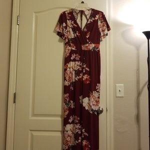 Maroon floral jumpsuit